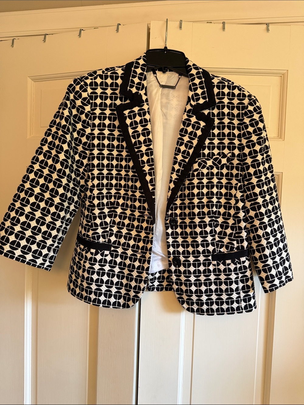 Trina Turk Black and White Geometric Blazer